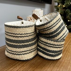 Set of 3 jute hanging baskets